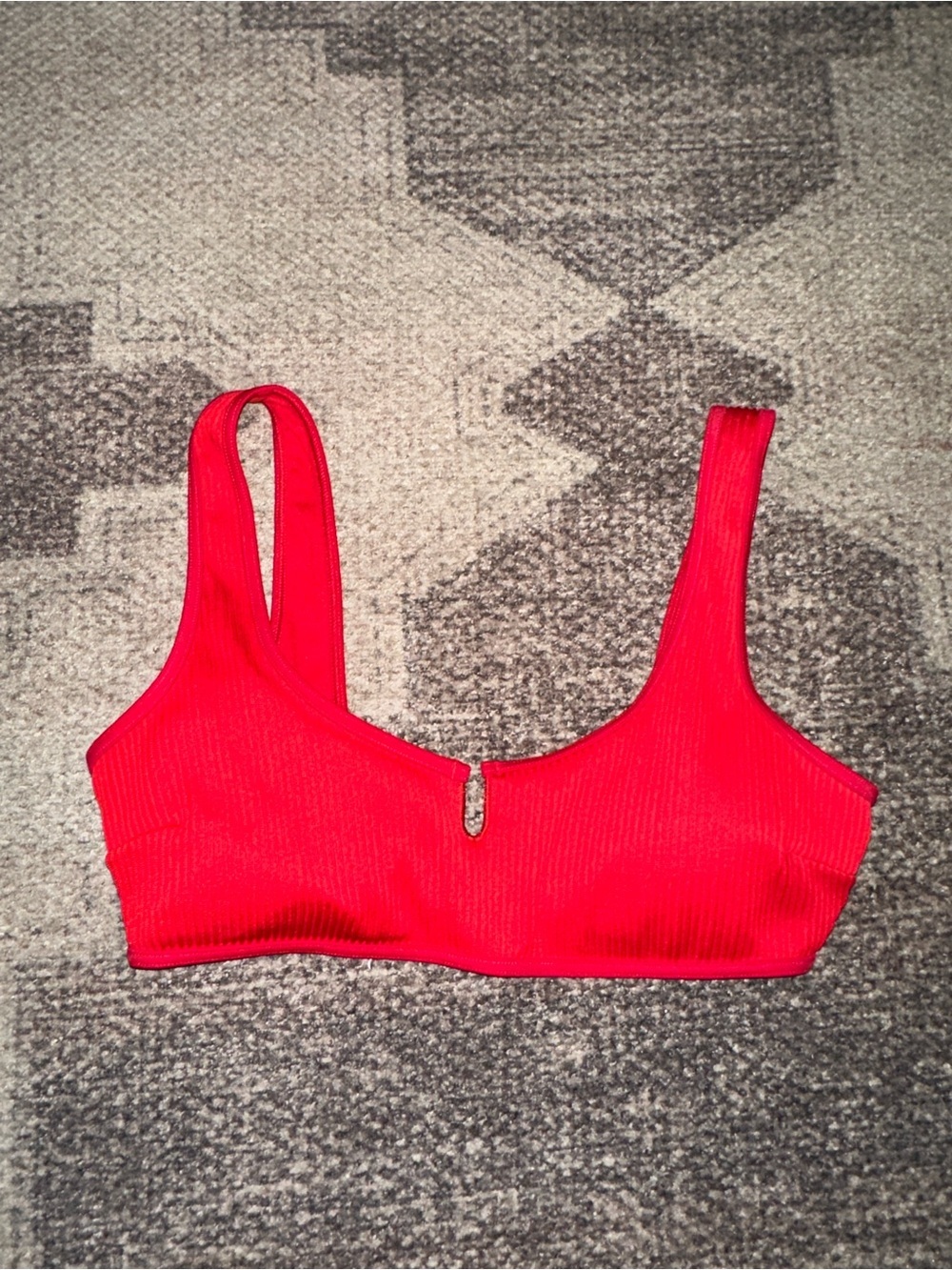 Red Ribbed Scoop Bralette - Women Intimates